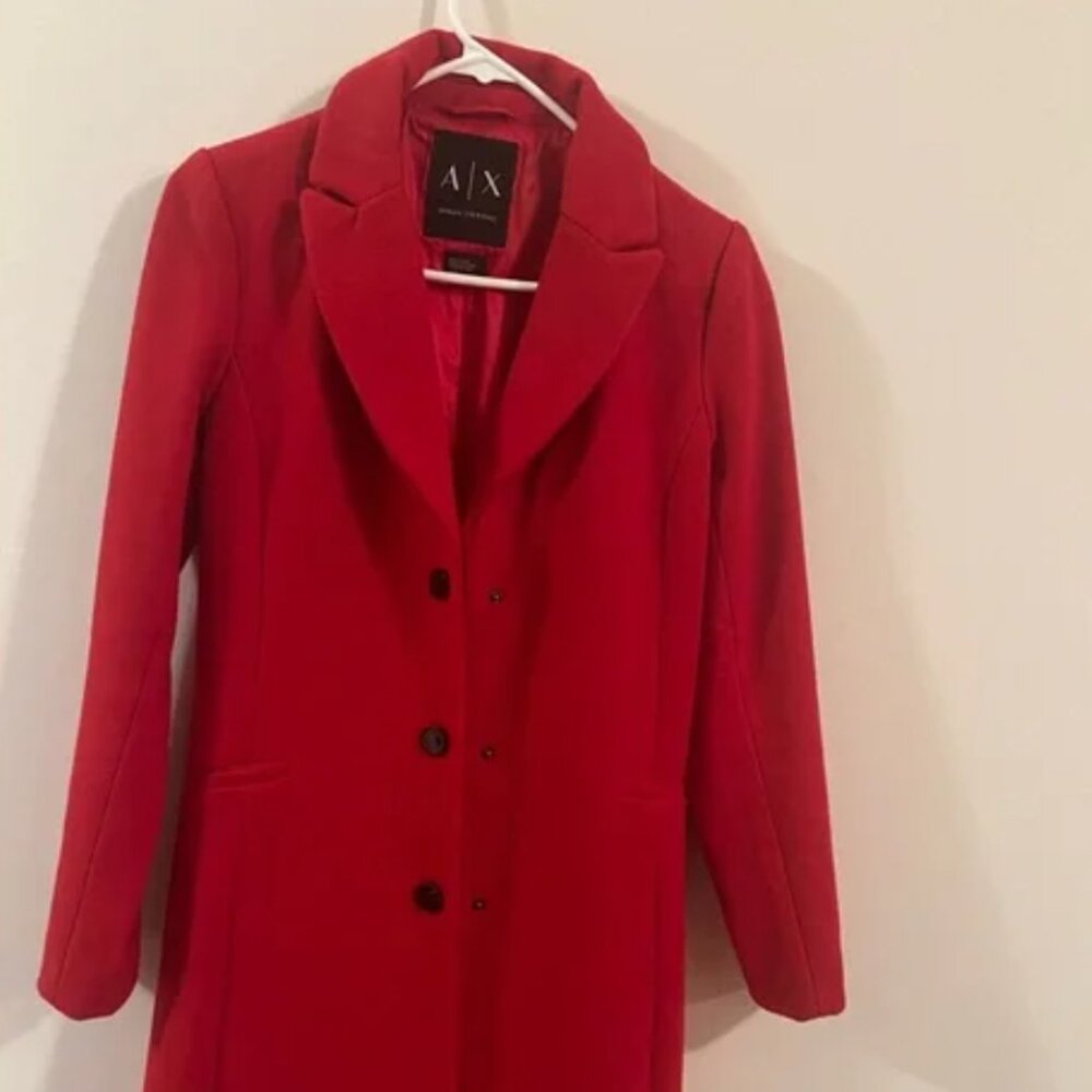 Armani Exchange Red Wool Pea Coat- Size M